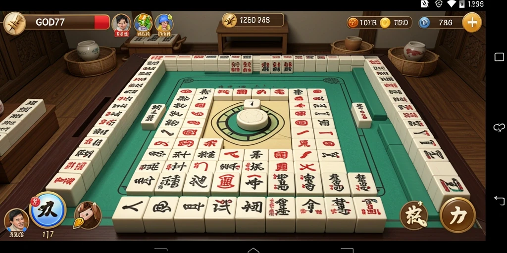Tampilan menarik gameplay Mahjong di GOD77.