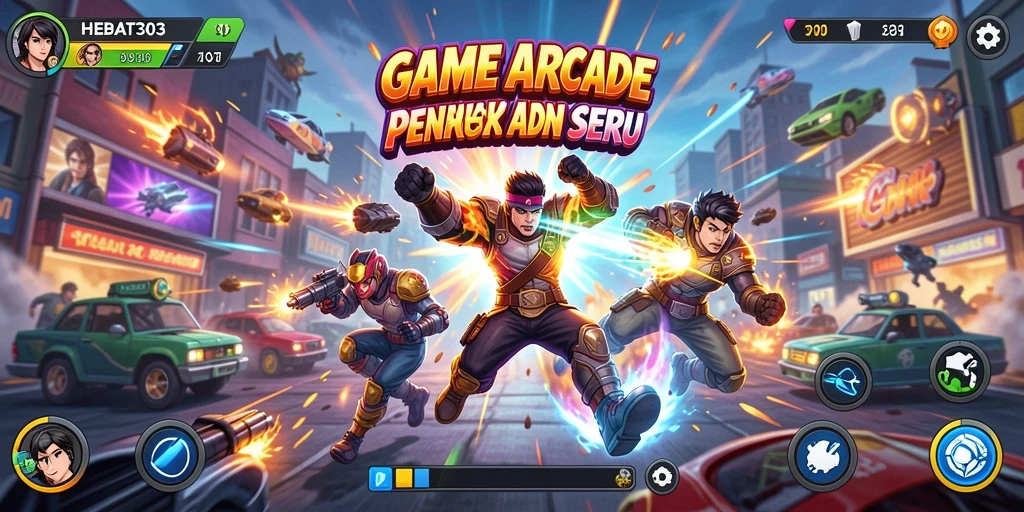 Tampilan seru gameplay arcade di HEBAT303 yang penuh aksi.
