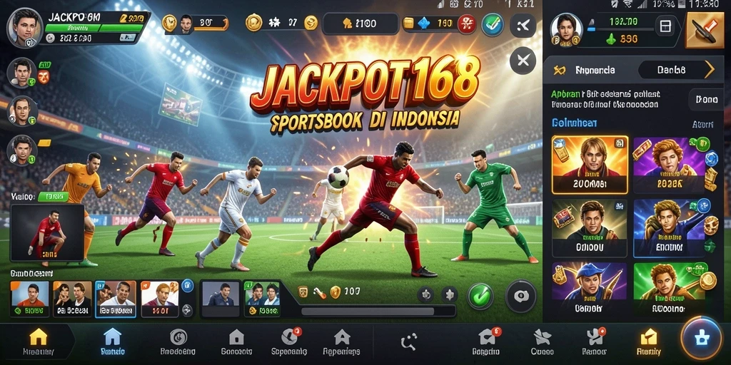 Tampilan gameplay aplikasi Sportsbook JACKPOT168 yang menarik dan interaktif.