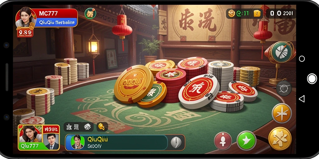 Screenshot gameplay QiuQiu dalam MC777 yang mendebarkan.