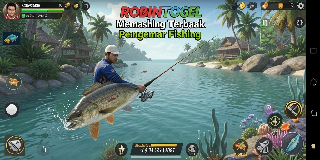 Tampilan gameplay ROBINTOGEL dengan suasana memancing yang menarik.